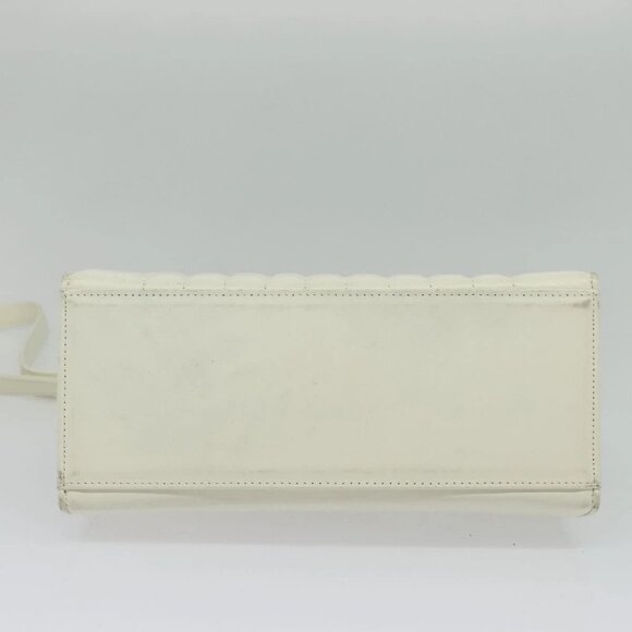 SAINT LAURENT Hand Bag Leather 2way White Gold Auth 137683 - Picture 6 of 16